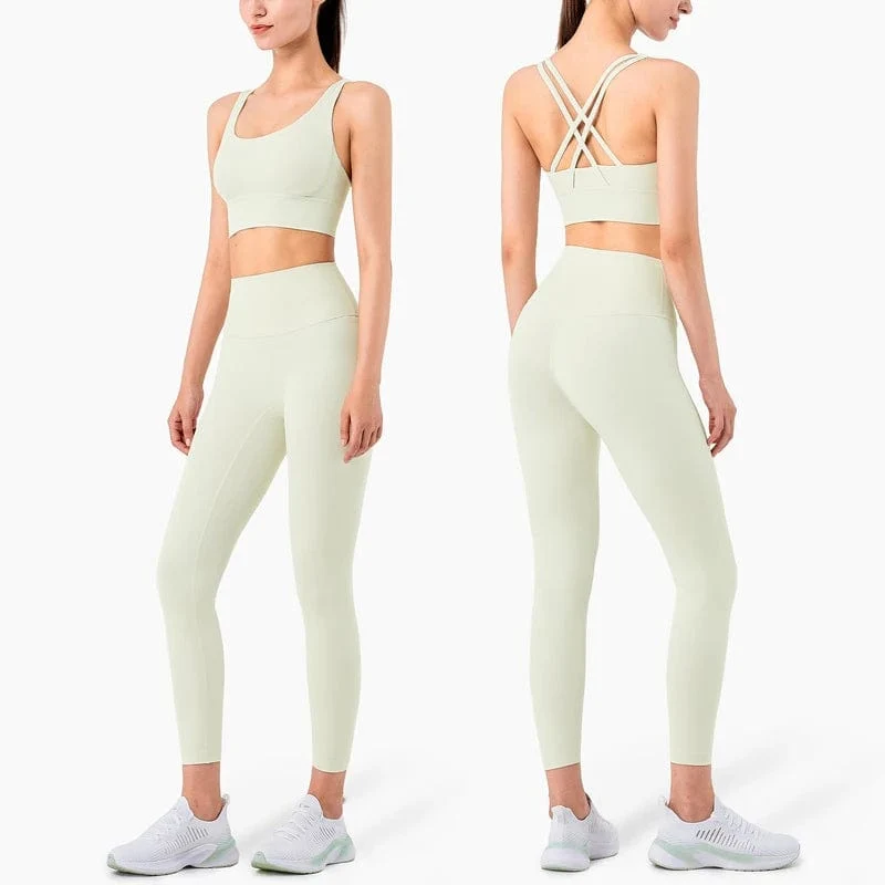 Vnazvnasi 2023 Yoga Set Leggings und Tops Fitness Sportanzüge Gym Kleidung Yoga Bh Nahtlose Leggings Laufschuhe Frauen Tops Hose