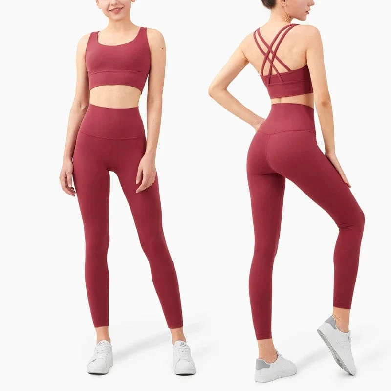 Vnazvnasi 2023 Yoga Set Leggings und Tops Fitness Sportanzüge Gym Kleidung Yoga Bh Nahtlose Leggings Laufschuhe Frauen Tops Hose