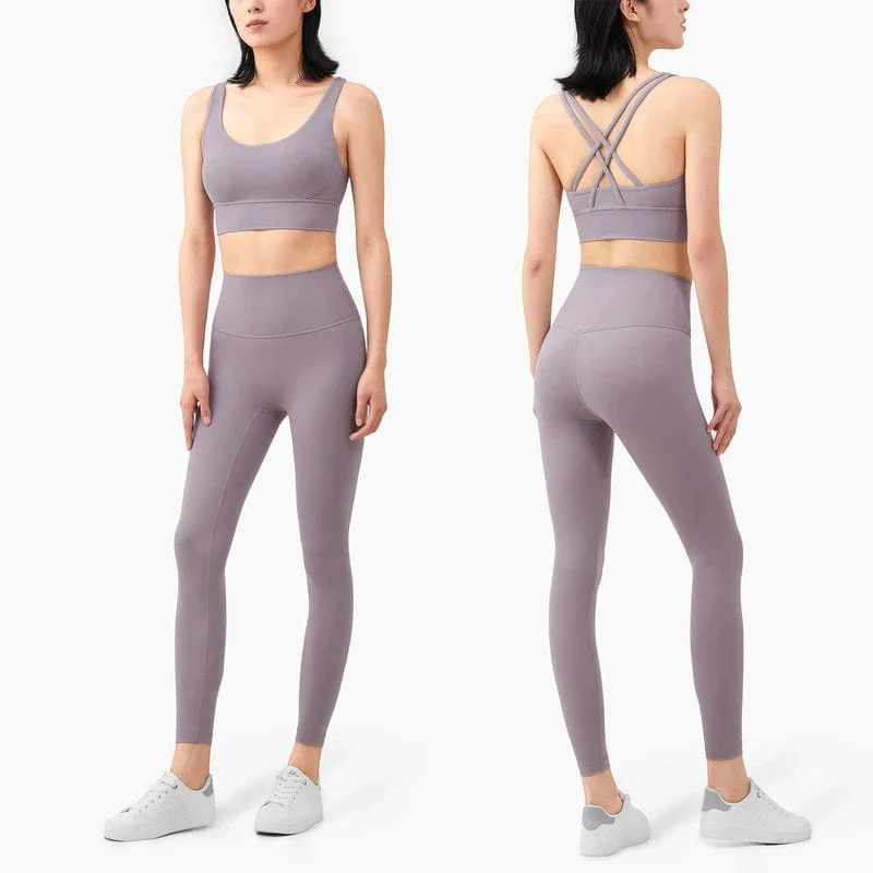 Vnazvnasi 2023 Yoga Set Leggings und Tops Fitness Sportanzüge Gym Kleidung Yoga Bh Nahtlose Leggings Laufschuhe Frauen Tops Hose