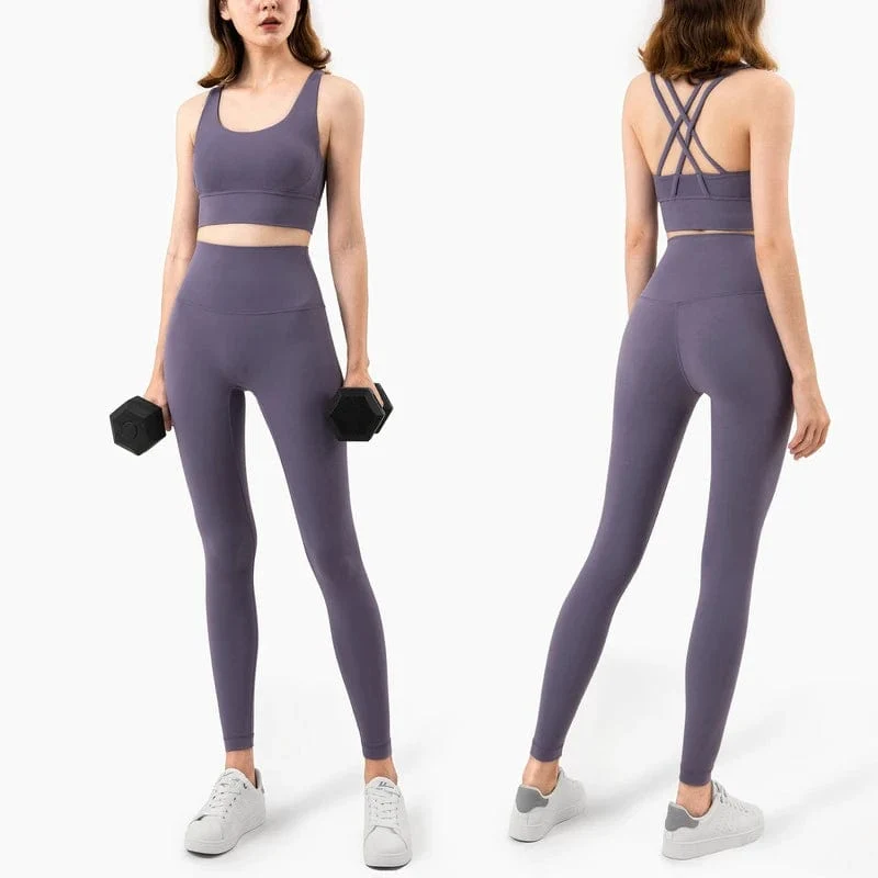 Vnazvnasi 2023 Yoga Set Leggings und Tops Fitness Sportanzüge Gym Kleidung Yoga Bh Nahtlose Leggings Laufschuhe Frauen Tops Hose