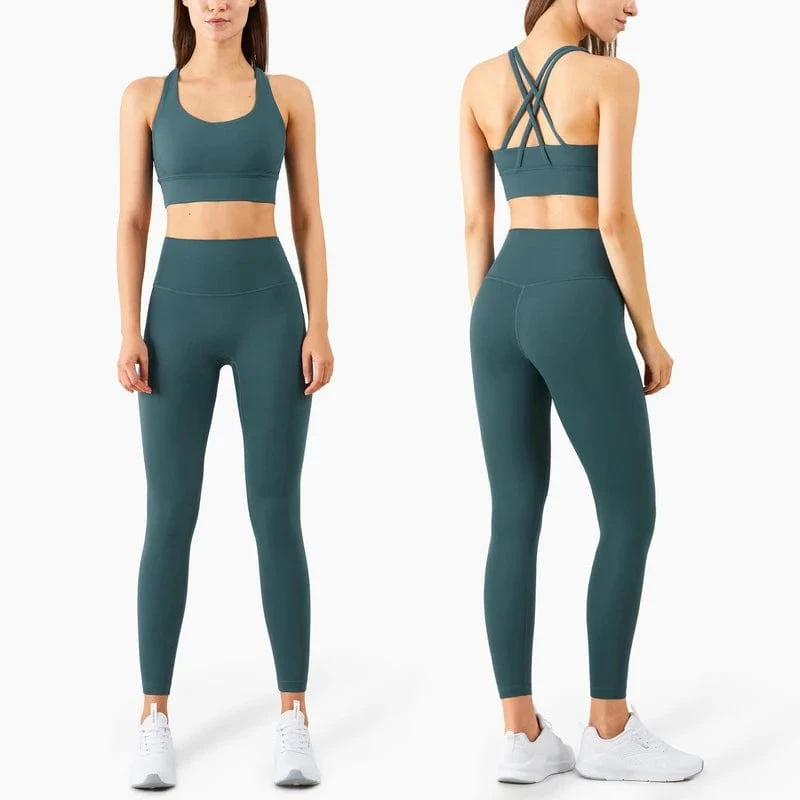 Vnazvnasi 2023 Yoga Set Leggings und Tops Fitness Sportanzüge Gym Kleidung Yoga Bh Nahtlose Leggings Laufschuhe Frauen Tops Hose