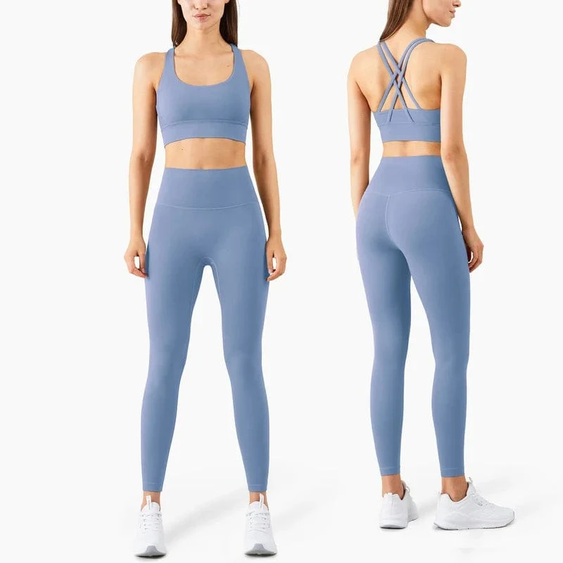 Vnazvnasi 2023 Yoga Set Leggings und Tops Fitness Sportanzüge Gym Kleidung Yoga Bh Nahtlose Leggings Laufschuhe Frauen Tops Hose
