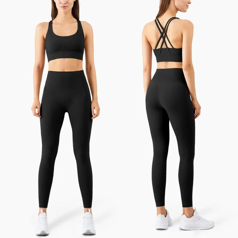 Vnazvnasi 2023 Yoga Set Leggings und Tops Fitness Sportanzüge Gym Kleidung Yoga Bh Nahtlose Leggings Laufschuhe Frauen Tops Hose