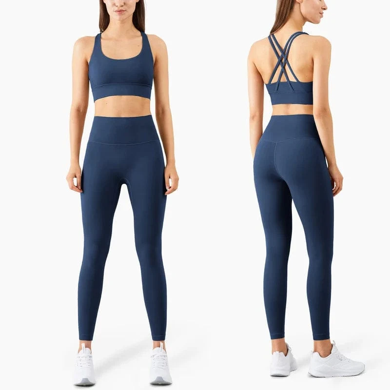 Vnazvnasi 2023 Yoga Set Leggings und Tops Fitness Sportanzüge Gym Kleidung Yoga Bh Nahtlose Leggings Laufschuhe Frauen Tops Hose