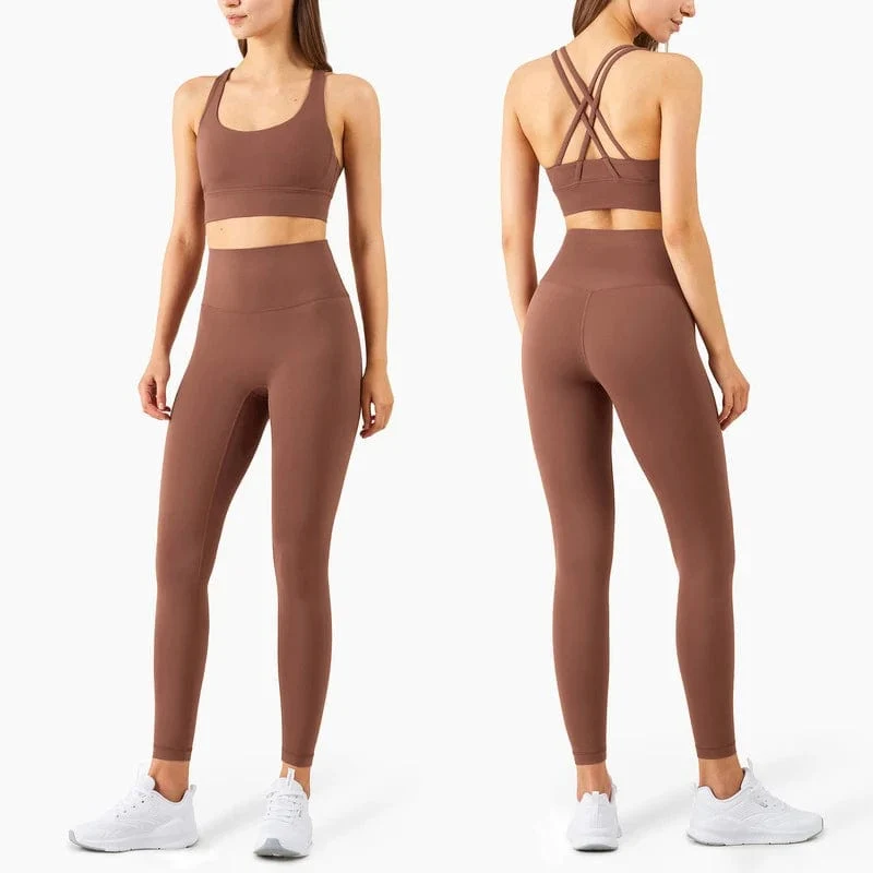 Vnazvnasi 2023 Yoga Set Leggings und Tops Fitness Sportanzüge Gym Kleidung Yoga Bh Nahtlose Leggings Laufschuhe Frauen Tops Hose