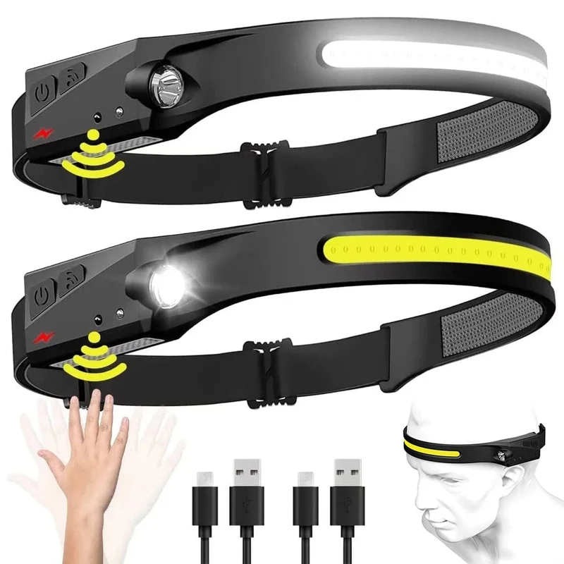 1/2/3PCS LED Induktion Scheinwerfer Camping Suchscheinwerfer USB Aufladbare Scheinwerfer Led Kopf Taschenlampe Arbeit Licht mit eingebauter Batterie