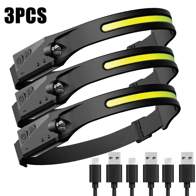 1/2/3PCS LED Induktion Scheinwerfer Camping Suchscheinwerfer USB Aufladbare Scheinwerfer Led Kopf Taschenlampe Arbeit Licht mit eingebauter Batterie