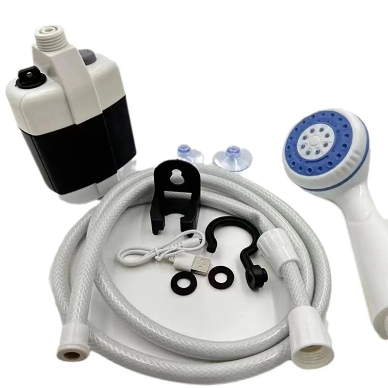 Tragbare Campingdusche für den Außenbereich, wiederaufladbar über USB, elektrische Duschpumpe für Camping, Autowaschen, Gartenarbeit, Haustierreinigung