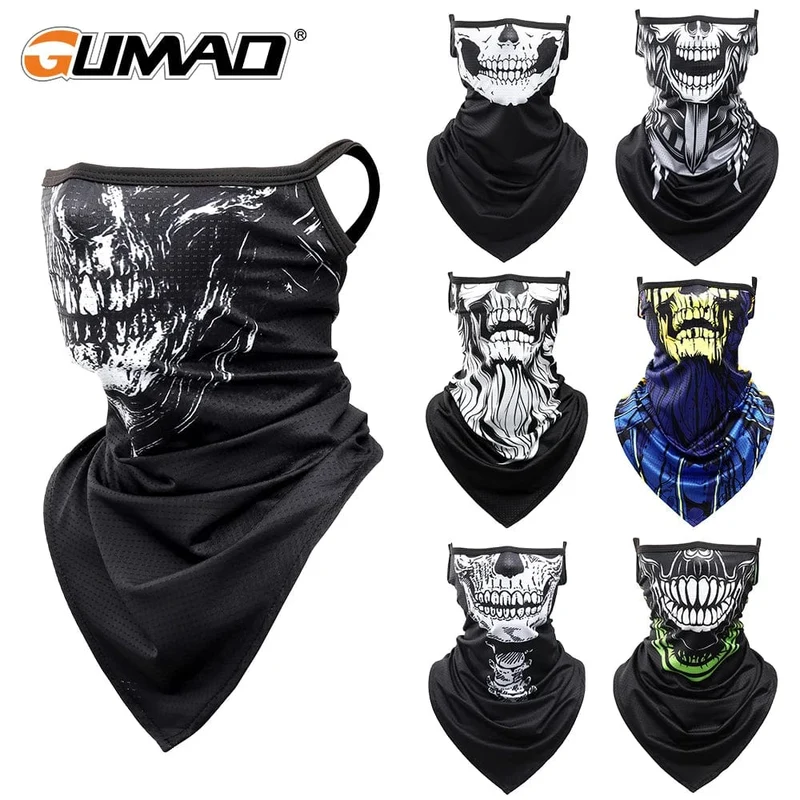 3D-Schädel-Sommer-Bandana mit hängendem Ohr, Dreieckstuch, Radfahren, Wandern, Jagd, Angeln, Sport, Fahrrad, Gesichtsmaske, Halstuch, Herren und Damen