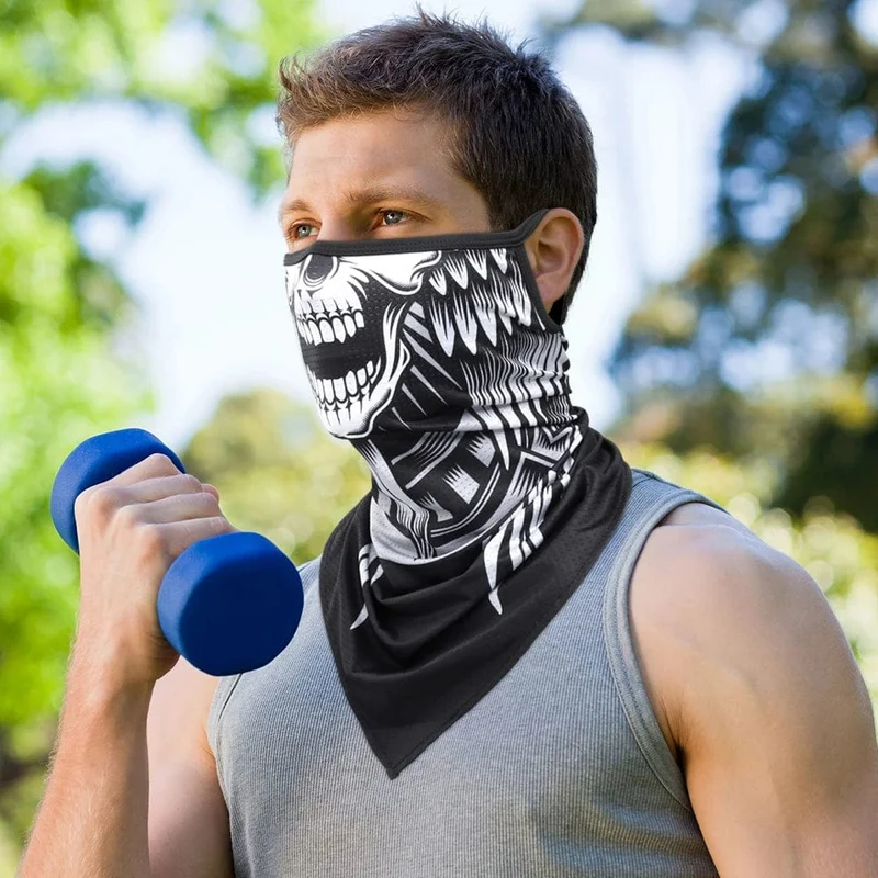 3D-Schädel-Sommer-Bandana mit hängendem Ohr, Dreieckstuch, Radfahren, Wandern, Jagd, Angeln, Sport, Fahrrad, Gesichtsmaske, Halstuch, Herren und Damen