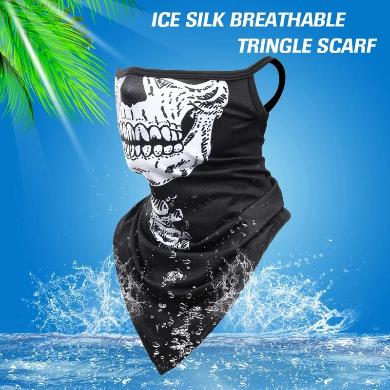 3D-Schädel-Sommer-Bandana mit hängendem Ohr, Dreieckstuch, Radfahren, Wandern, Jagd, Angeln, Sport, Fahrrad, Gesichtsmaske, Halstuch, Herren und Damen