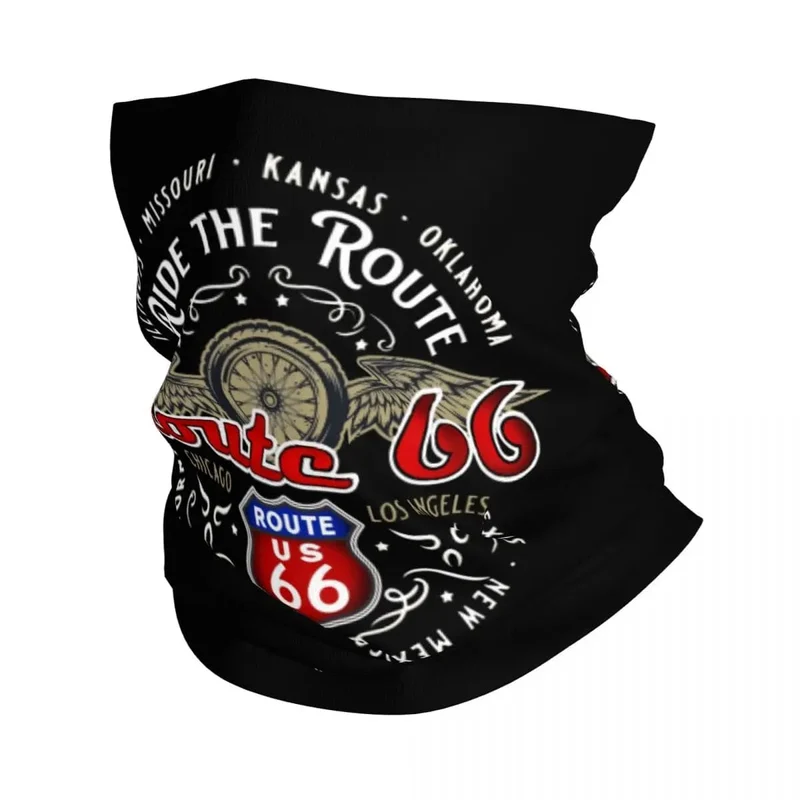 Ride The Route 66 Bandana Halsmanschette, winddicht, Gesichtsschal, Abdeckung, Biker, Motorrad, Kreuzfahrt, Amerika, Highway, Stirnband, Schlauch, Sturmhaube