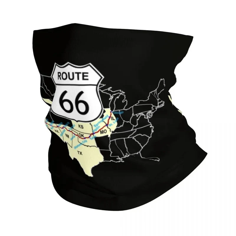 Ride The Route 66 Bandana Halsmanschette, winddicht, Gesichtsschal, Abdeckung, Biker, Motorrad, Kreuzfahrt, Amerika, Highway, Stirnband, Schlauch, Sturmhaube