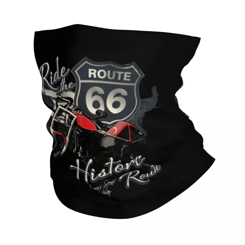 Ride The Route 66 Bandana Halsmanschette, winddicht, Gesichtsschal, Abdeckung, Biker, Motorrad, Kreuzfahrt, Amerika, Highway, Stirnband, Schlauch, Sturmhaube