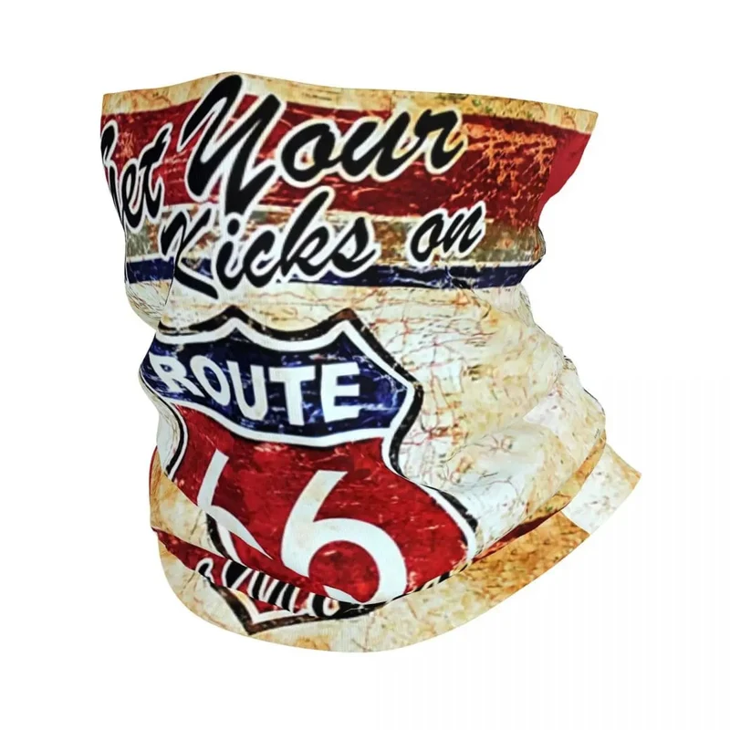 Ride The Route 66 Bandana Halsmanschette, winddicht, Gesichtsschal, Abdeckung, Biker, Motorrad, Kreuzfahrt, Amerika, Highway, Stirnband, Schlauch, Sturmhaube