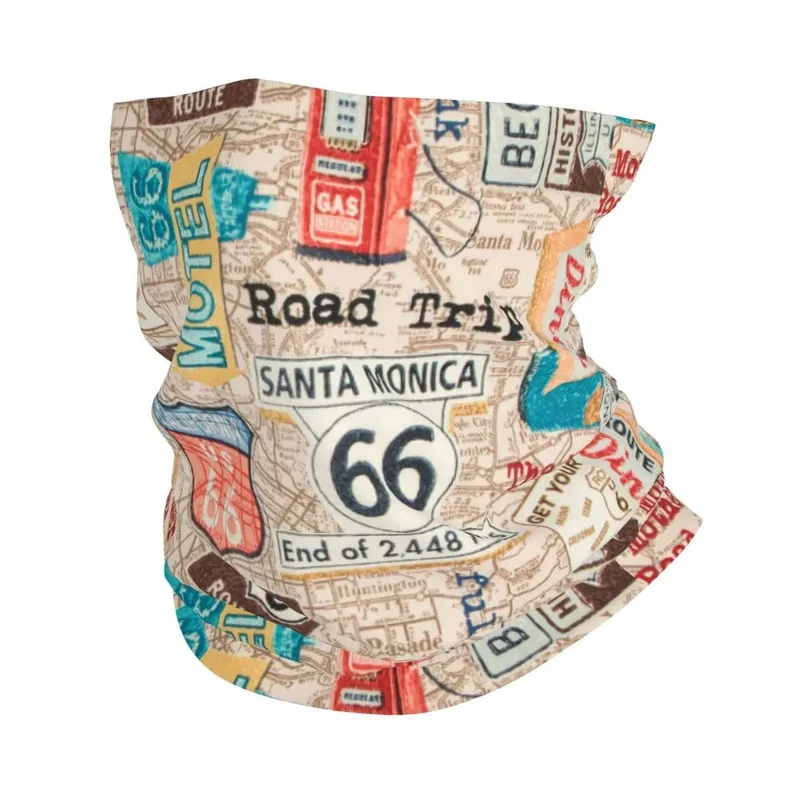 Ride The Route 66 Bandana Halsmanschette, winddicht, Gesichtsschal, Abdeckung, Biker, Motorrad, Kreuzfahrt, Amerika, Highway, Stirnband, Schlauch, Sturmhaube
