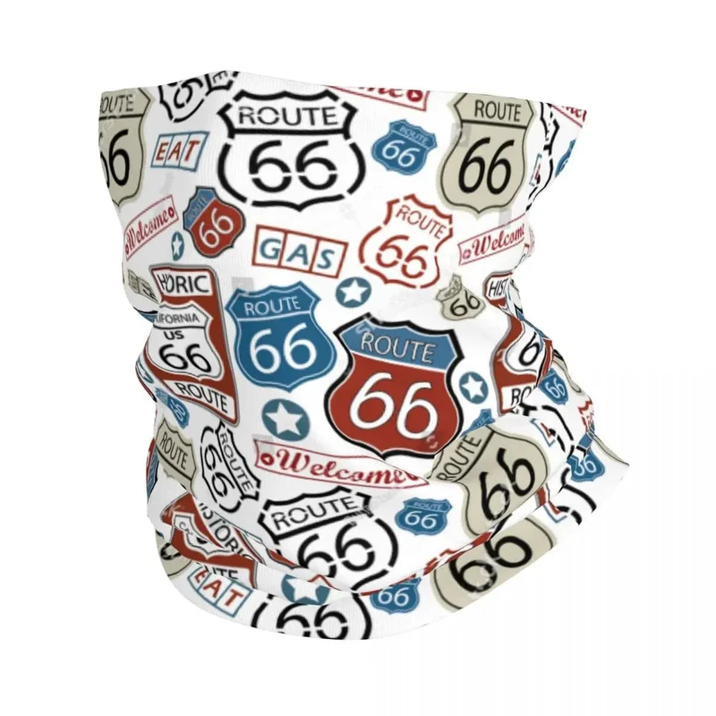 Ride The Route 66 Bandana Halsmanschette, winddicht, Gesichtsschal, Abdeckung, Biker, Motorrad, Kreuzfahrt, Amerika, Highway, Stirnband, Schlauch, Sturmhaube