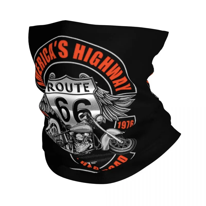 Ride The Route 66 Bandana Halsmanschette, winddicht, Gesichtsschal, Abdeckung, Biker, Motorrad, Kreuzfahrt, Amerika, Highway, Stirnband, Schlauch, Sturmhaube