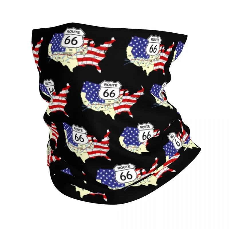 Ride The Route 66 Bandana Halsmanschette, winddicht, Gesichtsschal, Abdeckung, Biker, Motorrad, Kreuzfahrt, Amerika, Highway, Stirnband, Schlauch, Sturmhaube