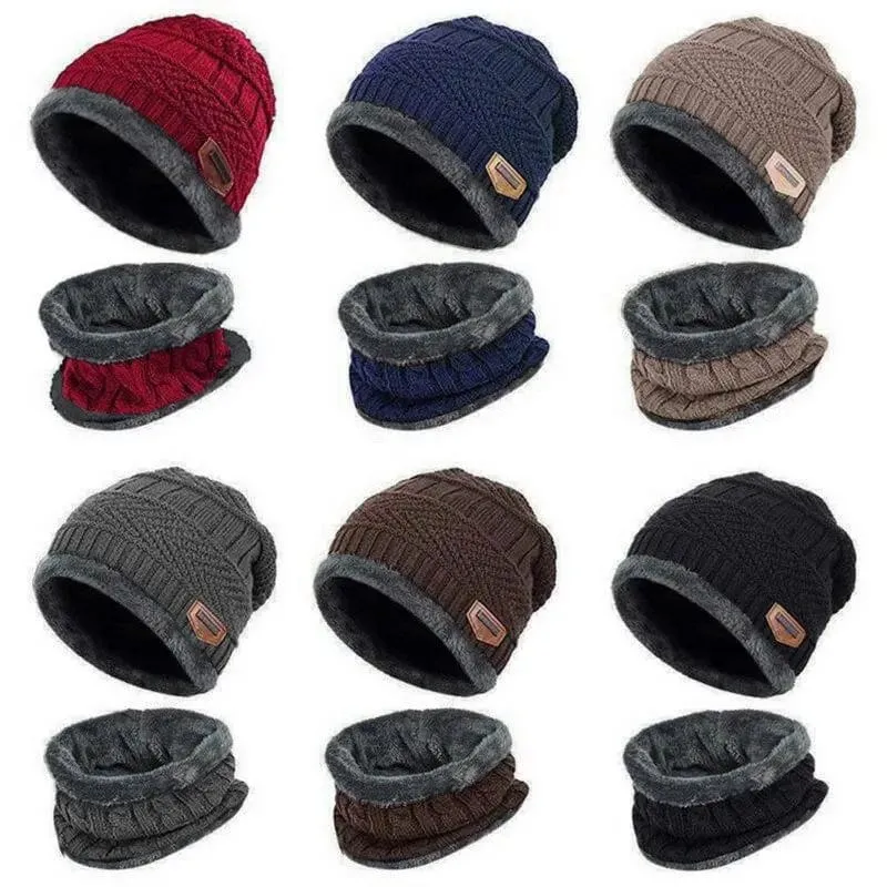 Wintermütze für Herren und Damen, Fleece-Schal, Strickmütze, warme Mütze, dicke Wolle, Halswärmer, Schal, Sturmhaube, Maske, Skullies Beanies