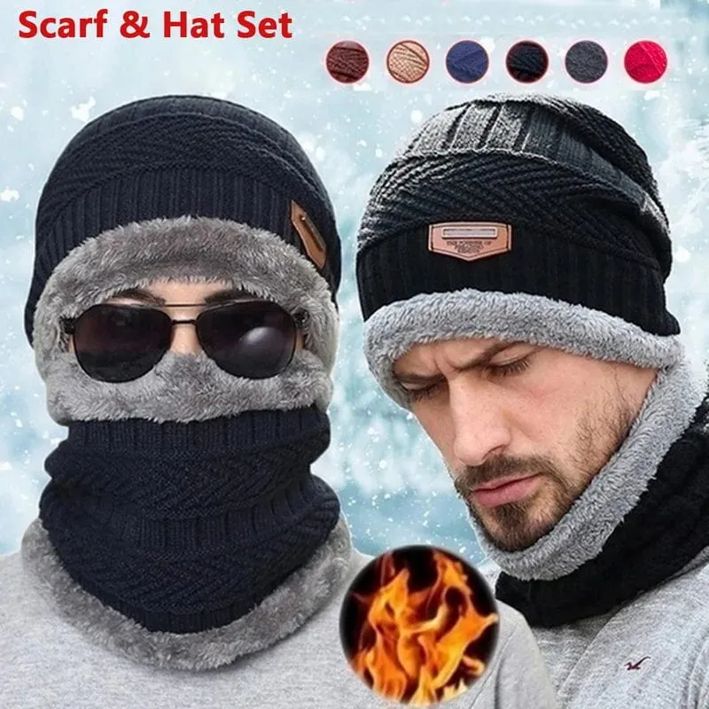 Wintermütze für Herren und Damen, Fleece-Schal, Strickmütze, warme Mütze, dicke Wolle, Halswärmer, Schal, Sturmhaube, Maske, Skullies Beanies