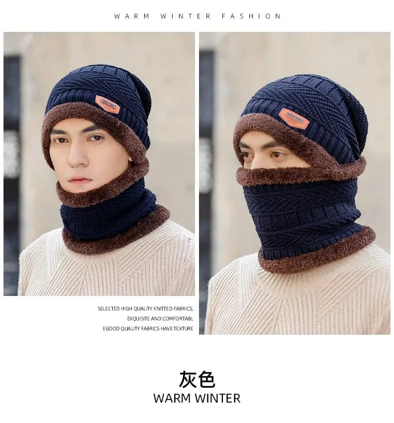 Wintermütze für Herren und Damen, Fleece-Schal, Strickmütze, warme Mütze, dicke Wolle, Halswärmer, Schal, Sturmhaube, Maske, Skullies Beanies