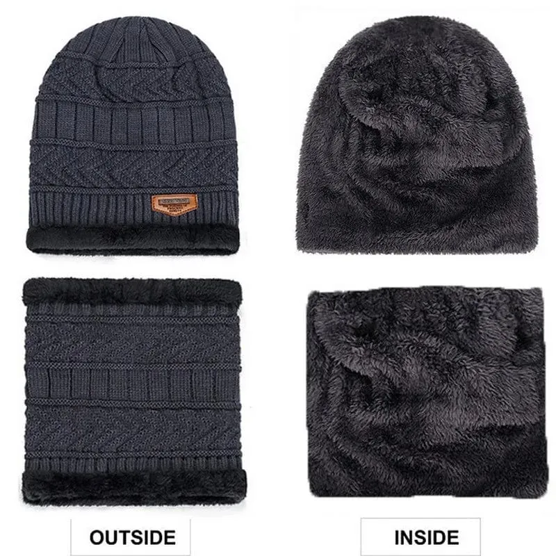 Wintermütze für Herren und Damen, Fleece-Schal, Strickmütze, warme Mütze, dicke Wolle, Halswärmer, Schal, Sturmhaube, Maske, Skullies Beanies