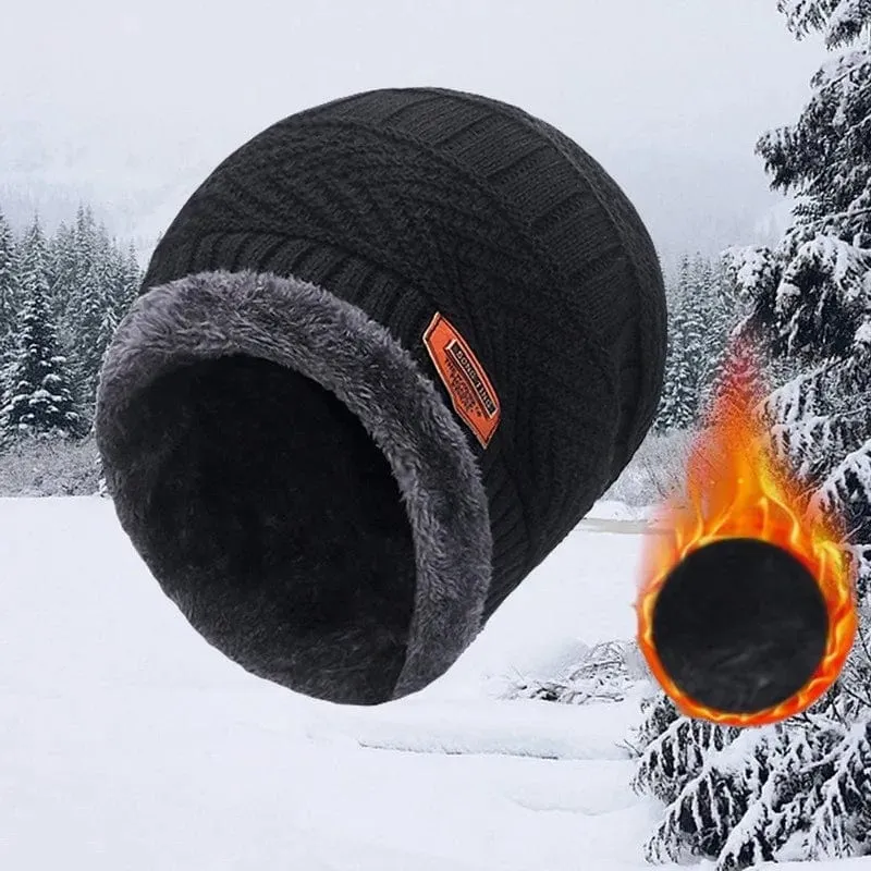 Wintermütze für Herren und Damen, Fleece-Schal, Strickmütze, warme Mütze, dicke Wolle, Halswärmer, Schal, Sturmhaube, Maske, Skullies Beanies