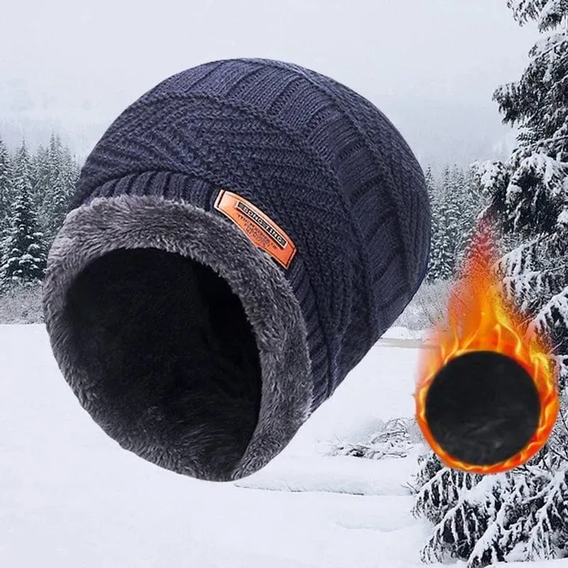 Wintermütze für Herren und Damen, Fleece-Schal, Strickmütze, warme Mütze, dicke Wolle, Halswärmer, Schal, Sturmhaube, Maske, Skullies Beanies