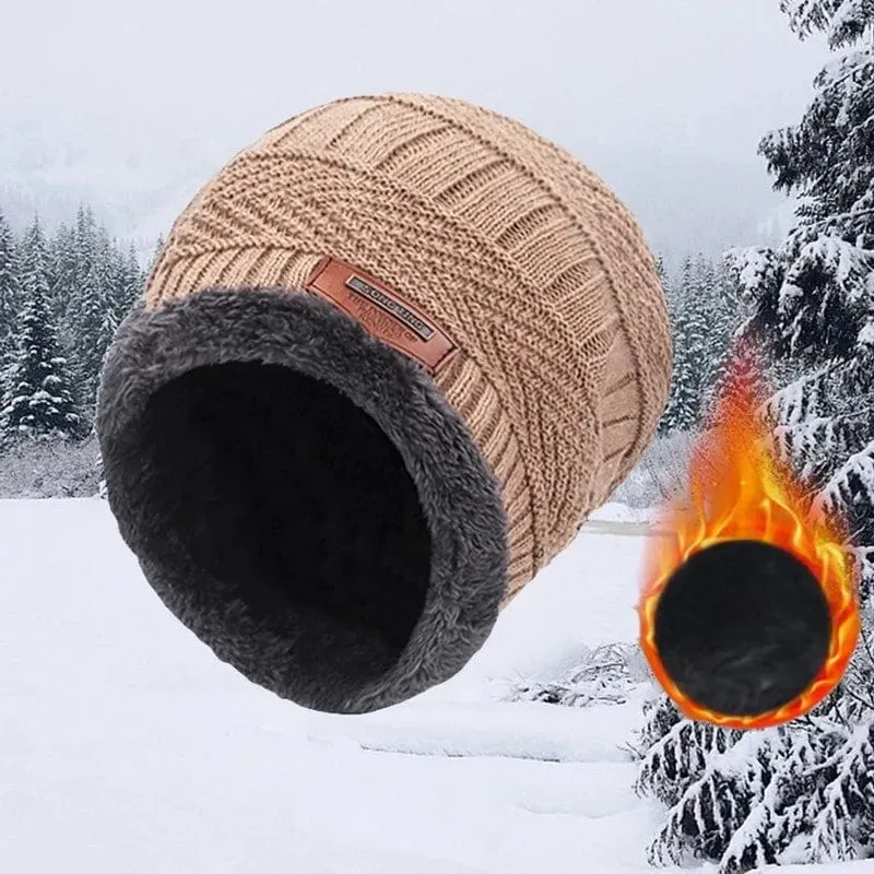 Wintermütze für Herren und Damen, Fleece-Schal, Strickmütze, warme Mütze, dicke Wolle, Halswärmer, Schal, Sturmhaube, Maske, Skullies Beanies