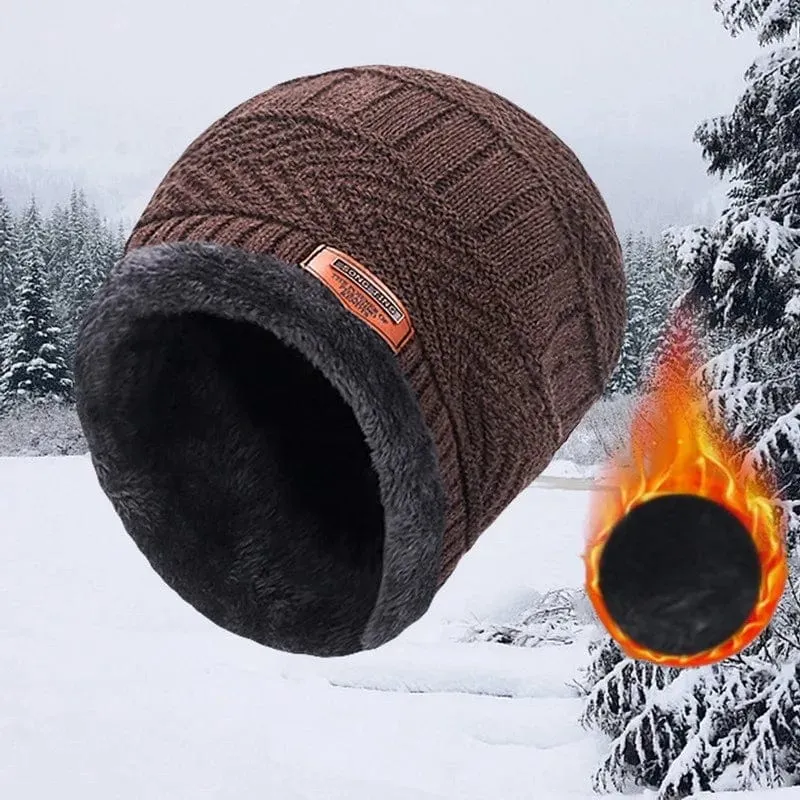 Wintermütze für Herren und Damen, Fleece-Schal, Strickmütze, warme Mütze, dicke Wolle, Halswärmer, Schal, Sturmhaube, Maske, Skullies Beanies