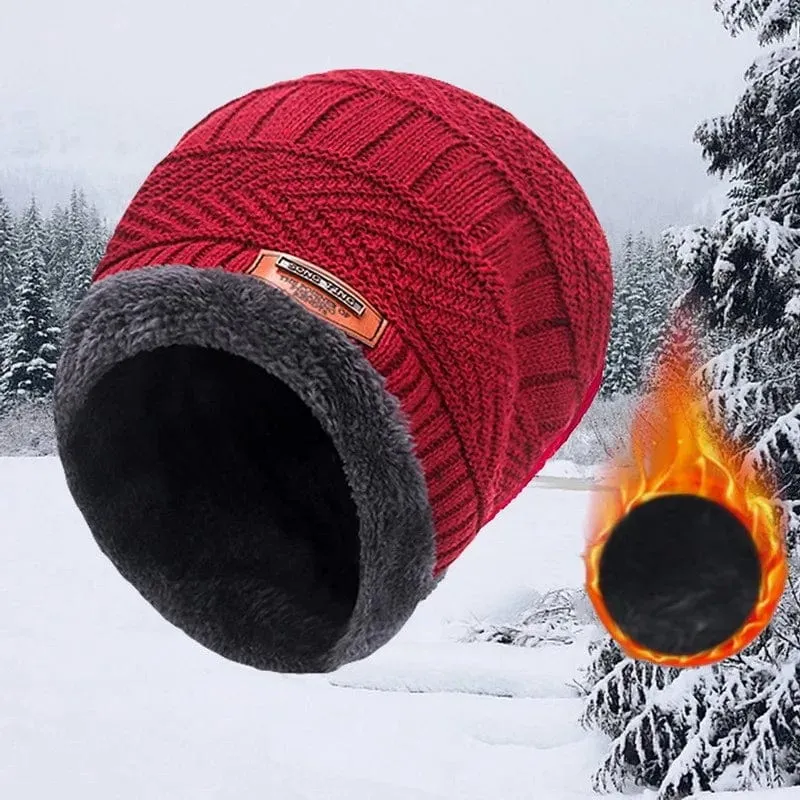 Wintermütze für Herren und Damen, Fleece-Schal, Strickmütze, warme Mütze, dicke Wolle, Halswärmer, Schal, Sturmhaube, Maske, Skullies Beanies