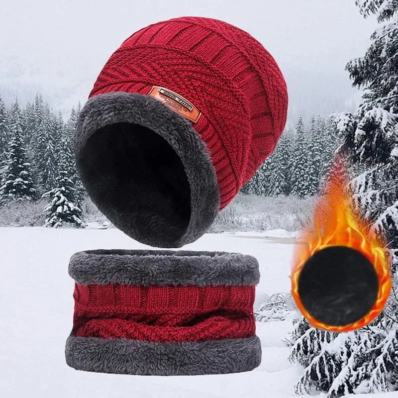Wintermütze für Herren und Damen, Fleece-Schal, Strickmütze, warme Mütze, dicke Wolle, Halswärmer, Schal, Sturmhaube, Maske, Skullies Beanies