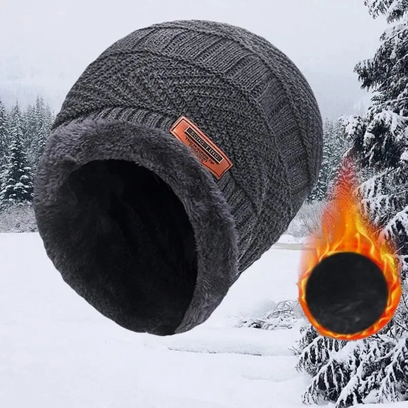 Wintermütze für Herren und Damen, Fleece-Schal, Strickmütze, warme Mütze, dicke Wolle, Halswärmer, Schal, Sturmhaube, Maske, Skullies Beanies