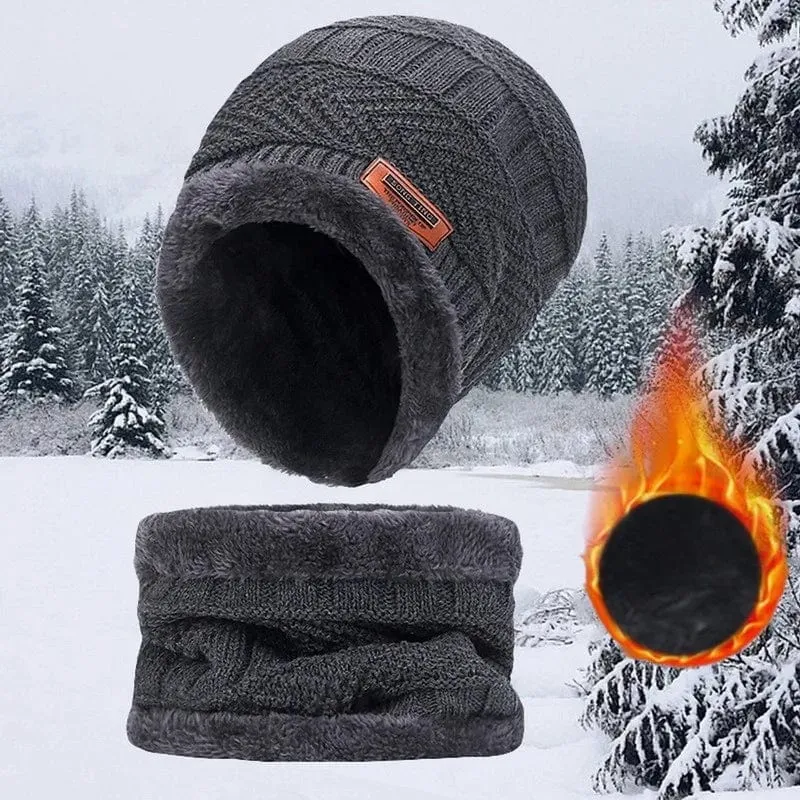 Wintermütze für Herren und Damen, Fleece-Schal, Strickmütze, warme Mütze, dicke Wolle, Halswärmer, Schal, Sturmhaube, Maske, Skullies Beanies