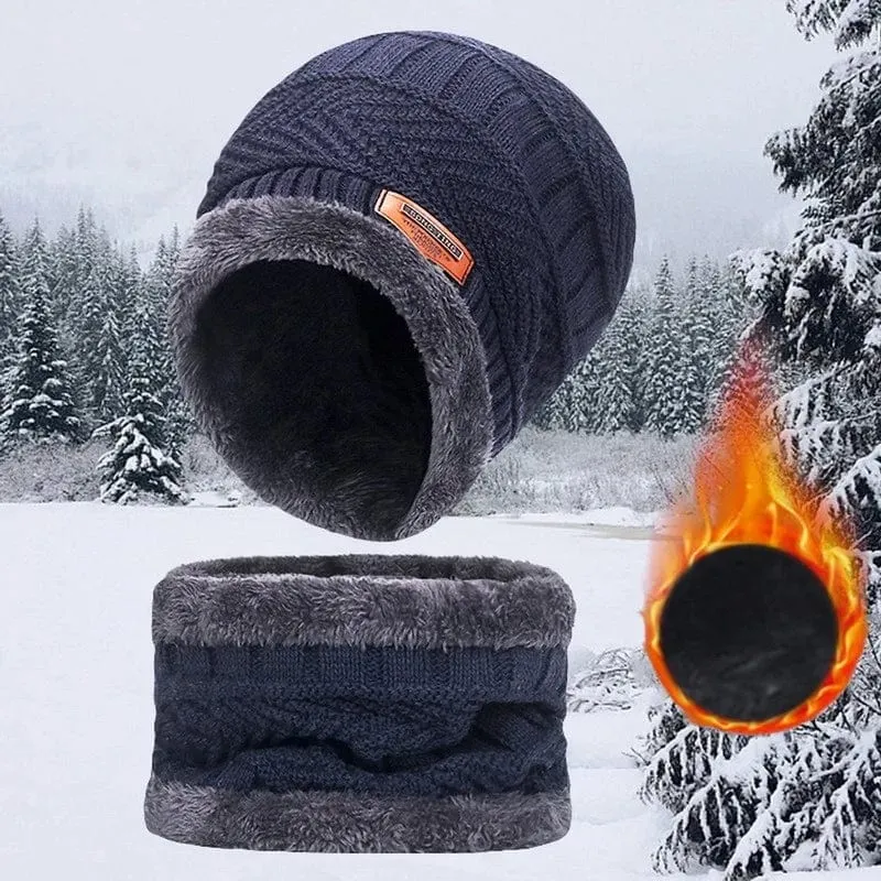 Wintermütze für Herren und Damen, Fleece-Schal, Strickmütze, warme Mütze, dicke Wolle, Halswärmer, Schal, Sturmhaube, Maske, Skullies Beanies