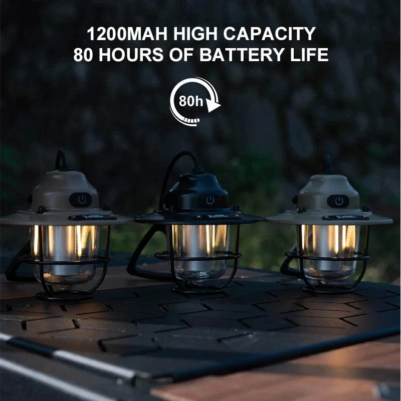 Tragbare Campinglaternen, Retro-Hängezeltlampe, wasserdicht, dimmbar, Campingleuchte, 1200 mAh, zum Wandern, Angeln, Notfalllaterne