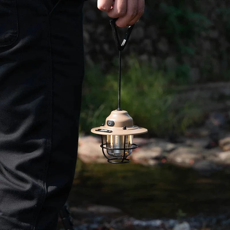 Tragbare Campinglaternen, Retro-Hängezeltlampe, wasserdicht, dimmbar, Campingleuchte, 1200 mAh, zum Wandern, Angeln, Notfalllaterne