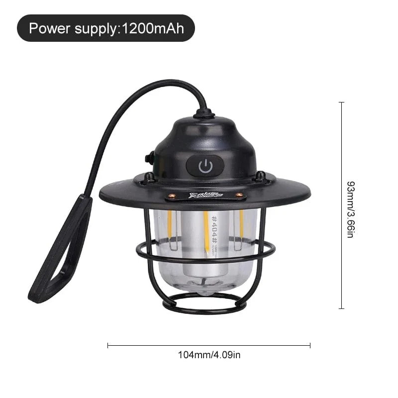 Tragbare Campinglaternen, Retro-Hängezeltlampe, wasserdicht, dimmbar, Campingleuchte, 1200 mAh, zum Wandern, Angeln, Notfalllaterne