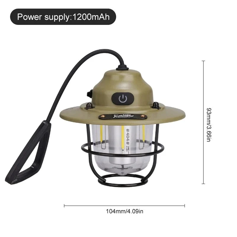 Tragbare Campinglaternen, Retro-Hängezeltlampe, wasserdicht, dimmbar, Campingleuchte, 1200 mAh, zum Wandern, Angeln, Notfalllaterne