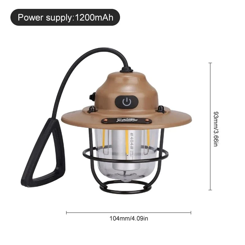 Tragbare Campinglaternen, Retro-Hängezeltlampe, wasserdicht, dimmbar, Campingleuchte, 1200 mAh, zum Wandern, Angeln, Notfalllaterne