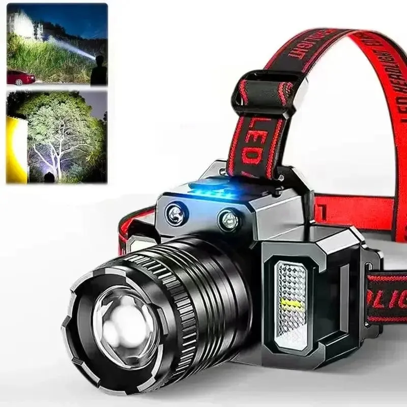 LED-Sensor-Scheinwerfer, Camping-Suchscheinwerfer, Kopf-Taschenlampe, wiederaufladbar, leistungsstarke Stirnlampe, Frontlaternen, Scheinwerfer, 5 Stile