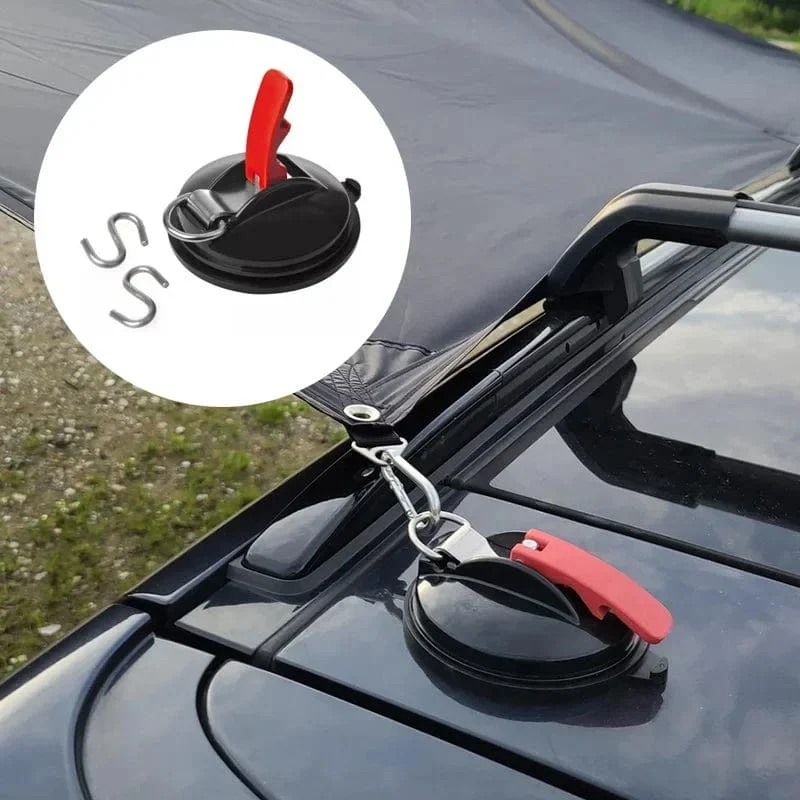 1/2/4 Stück Outdoor-Autohalterung, Gepäckplanen, Zelte mit Sicherungshaken, universell für Auto, LKW, Saugnapf, Anker, robuste Spanngurte