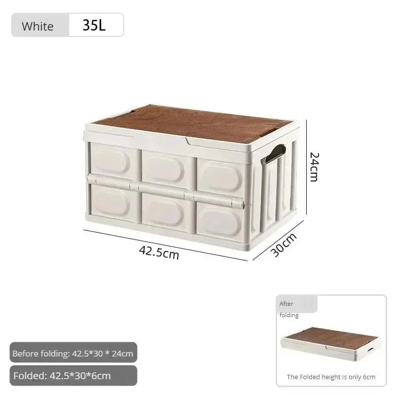Outdoor-Camping-Klappbox mit Holzdeckel, Auto-Aufbewahrungsbox, Lebensmittel-Organizer-Behälter für den Haushalt, Aufbewahrungsbox mit großer Kapazität