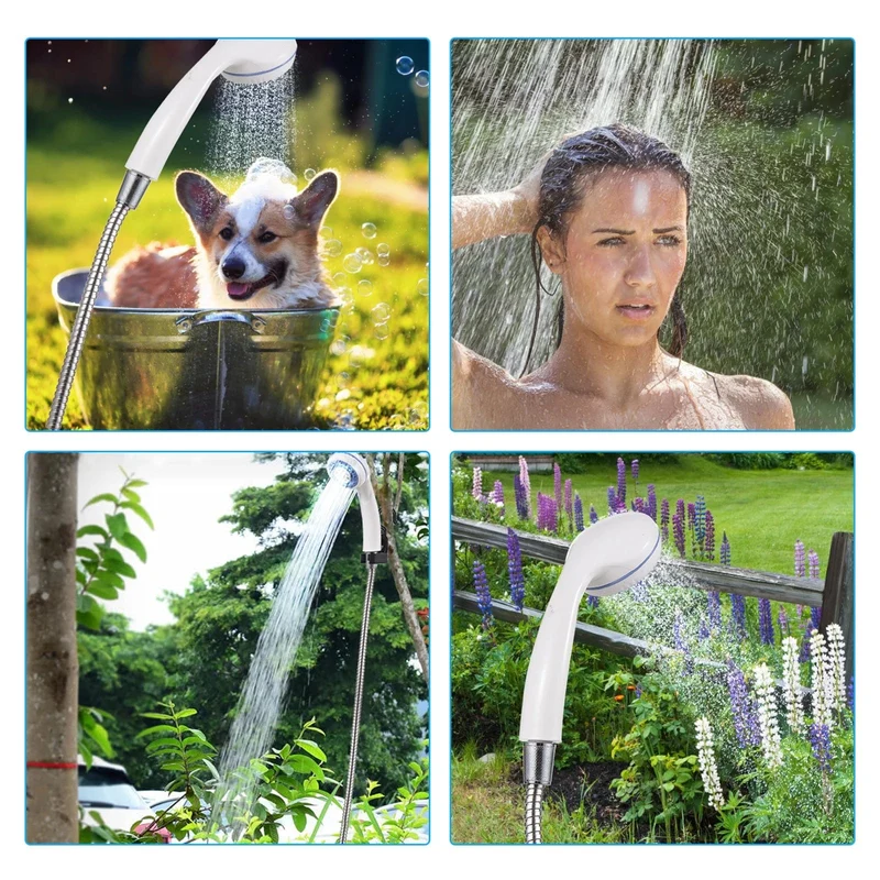 Tragbare Campingdusche für den Außenbereich, wiederaufladbar über USB, elektrische Duschpumpe für Camping, Autowaschen, Gartenarbeit, Haustierreinigung