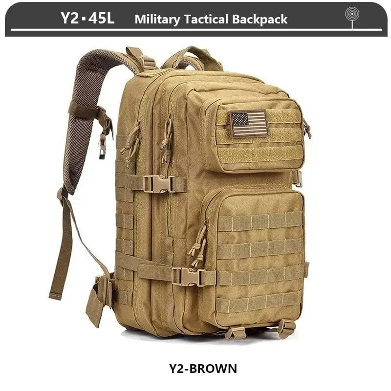 Militärischer taktischer Rucksack, 3-Tages-Angriffsrucksack, Armee-Molle-Tasche, 38/45 l, groß, wasserdicht, für den Außenbereich, Wandern, Camping, Reisen, 600D-Rucksack