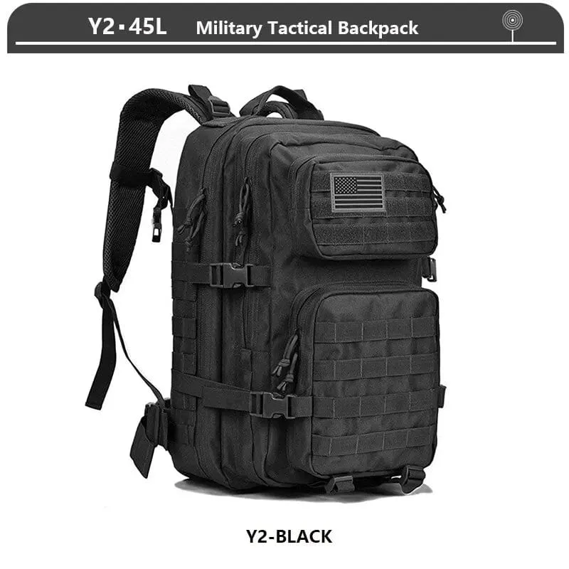 Militärischer taktischer Rucksack, 3-Tages-Angriffsrucksack, Armee-Molle-Tasche, 38/45 l, groß, wasserdicht, für den Außenbereich, Wandern, Camping, Reisen, 600D-Rucksack