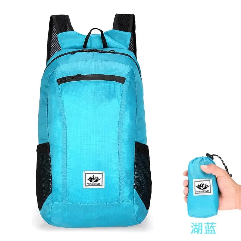 18L Tragbarer Faltbarer Rucksack Faltbarer Bergsteigerbeutel Ultraleicht Outdoor Klettern Radfahren Reise Knapsack Wandern Daypack