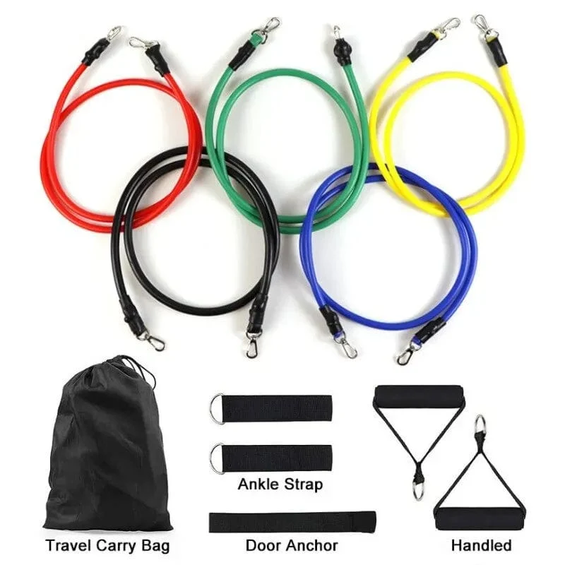 11 Stück/Set Zugseil, Widerstandsbänder, tragbare Fitnessgeräte, Knöchelgurt, Brust-Expander, elastisches Übungsband