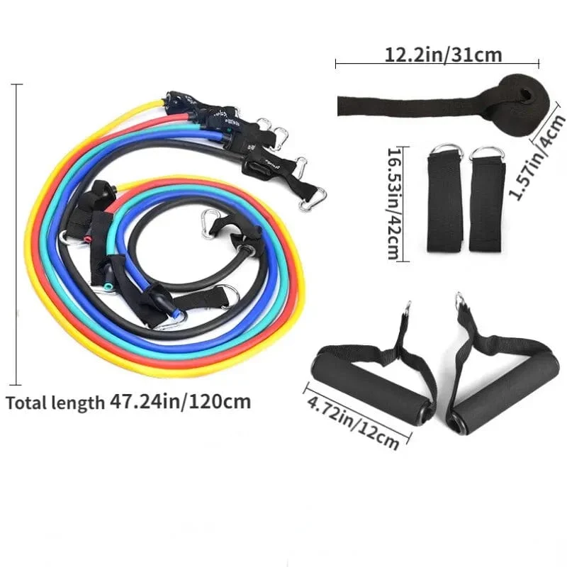 11 Stück/Set Zugseil, Widerstandsbänder, tragbare Fitnessgeräte, Knöchelgurt, Brust-Expander, elastisches Übungsband